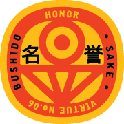 Bushido virtue sticker featuring Honor, yellow background with red graphics