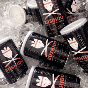Bushido cans on ice to show serving suggestion.